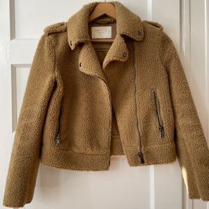 Zara Sherpa/Teddy Moto Jacket - image 1